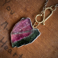 Watermelon Tourmaline Slice Pendant